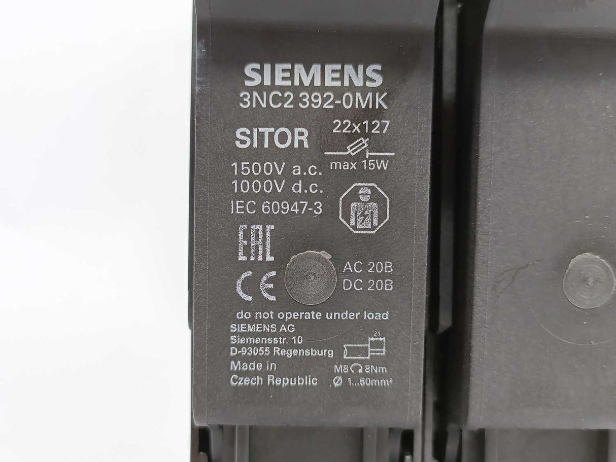 Siemens 3NC2392-0MK SITOR Fuse Holder Batch 2pcs.