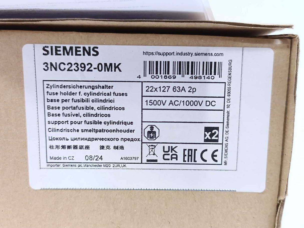 Siemens 3NC2392-0MK SITOR Fuse Holder Batch 2pcs.