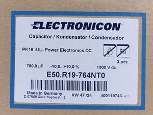 Electronic A/S E50.R19-764NT0 DC Capacitors with Low Inductance Batch 3 pcs.