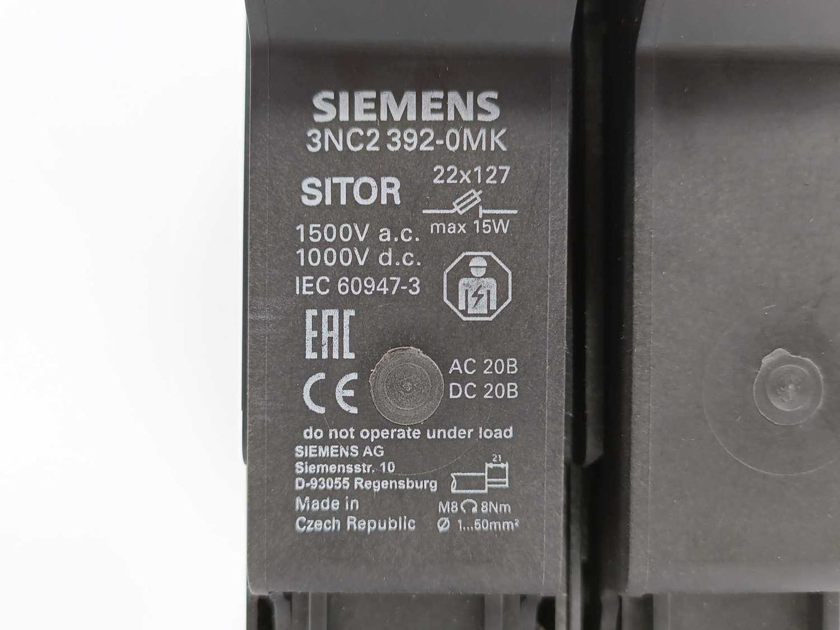 Siemens 3NC2392-0MK SITOR Fuse Holder