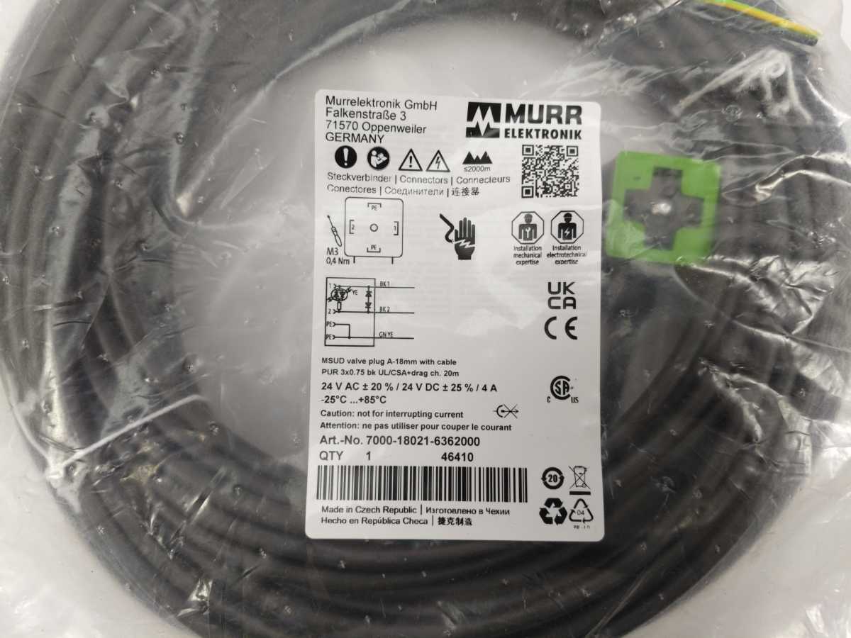 MURR Elektronik 7000-18021-6362000 MSUD Valve Plug A-18mm with cable