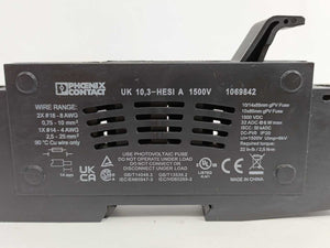 Phoenix Contact 1069842 UK 10,3-HESI A 1500V Fuse Terminal Batch 5pcs.