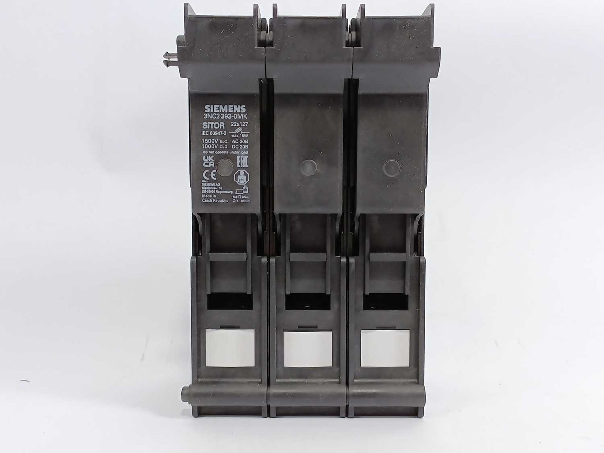 Siemens 3NC2393-0MK SITOR Fuse Holder 63A 1500V AC/1000VDC 3-Pole