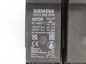 Siemens 3NC2393-0MK SITOR Fuse Holder 63A 1500V AC/1000VDC 3-Pole