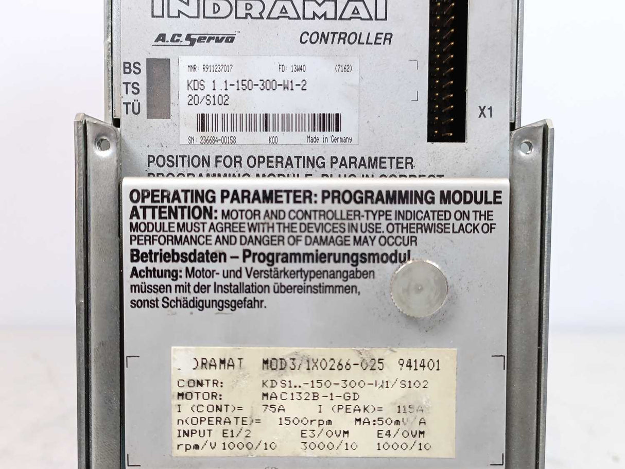 Indramat KDS 1.1-150-300-W1-220/S102 AC Servo Controller