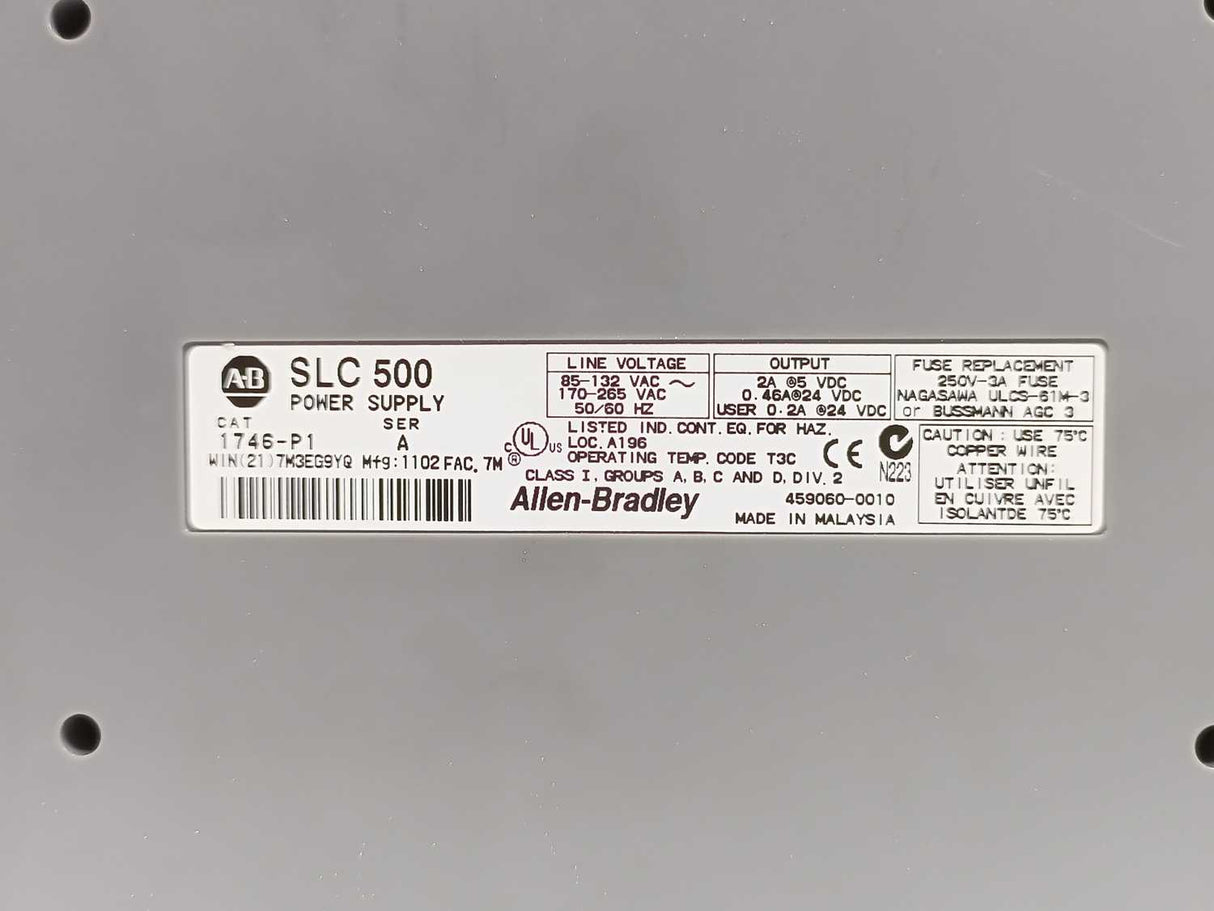 AB 1746-P1 Ser. A SLC 500, Power Supply