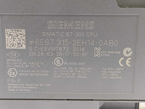 Siemens 6ES7315-2EH14-0AB0 SIMATIC S7-300 w/ 6ES7953-8LJ30-0AA0 Memory Card