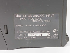 Idec PF3S-AD122 FA-3S Analog Input, 1-5VDC / 4-20 mADC