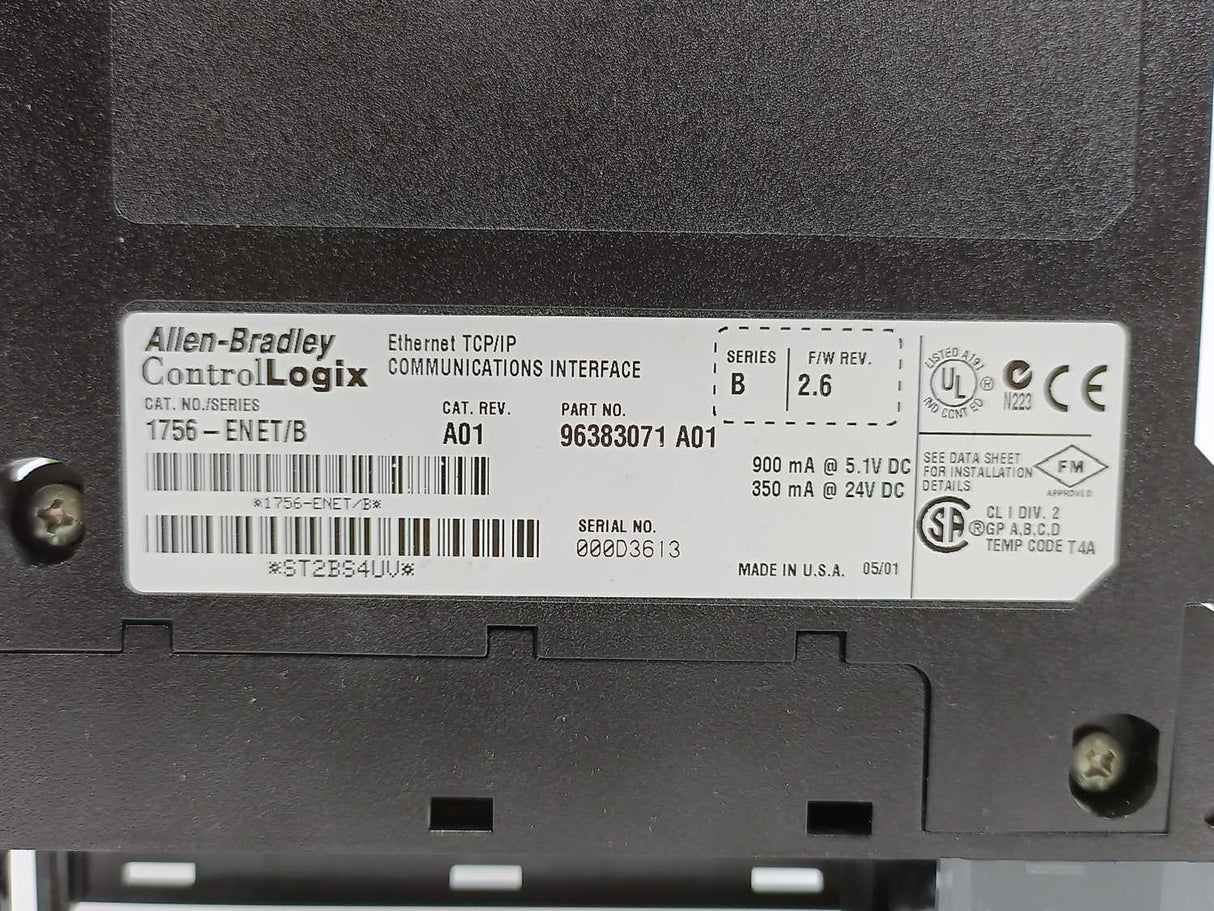 AB 1756-ENET Ser. B ControlLogix Ethernet TCP/IP Communications Interface