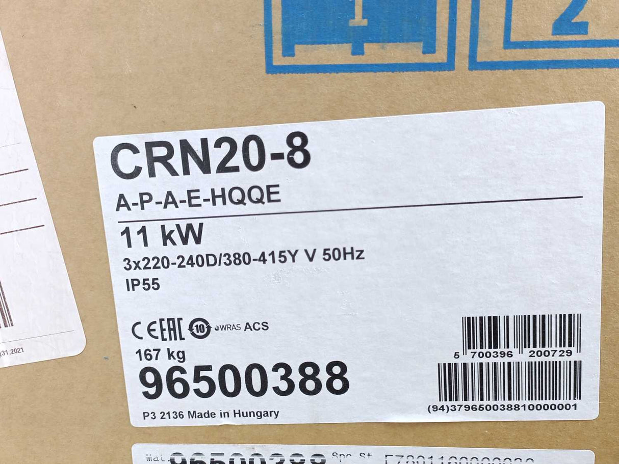 GRUNDFOS A-96500388 CRN20-8 A-P-A-E-HQQE Multistage Centrifugal Pump