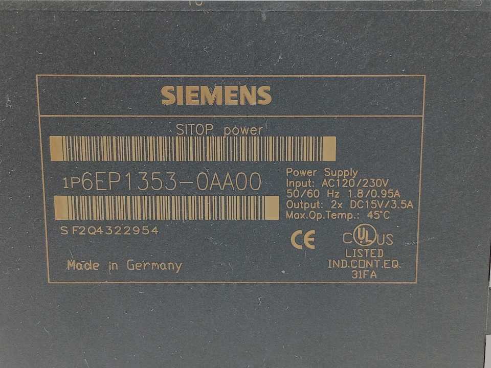 Siemens 6EP1353-0AA00 SITOP DUAL 2X 15 V/3,5 A Power 15V