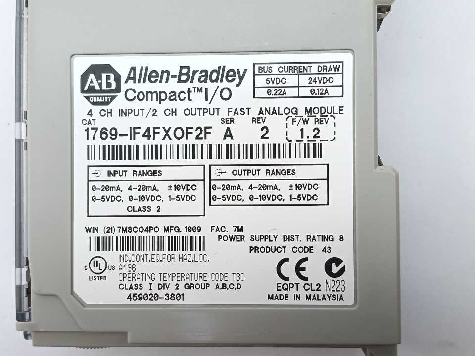 AB 1769-IF4FXOF2F Ser. A Compact I/O 4 CH Input / 2 CH Output Fast Analog Module