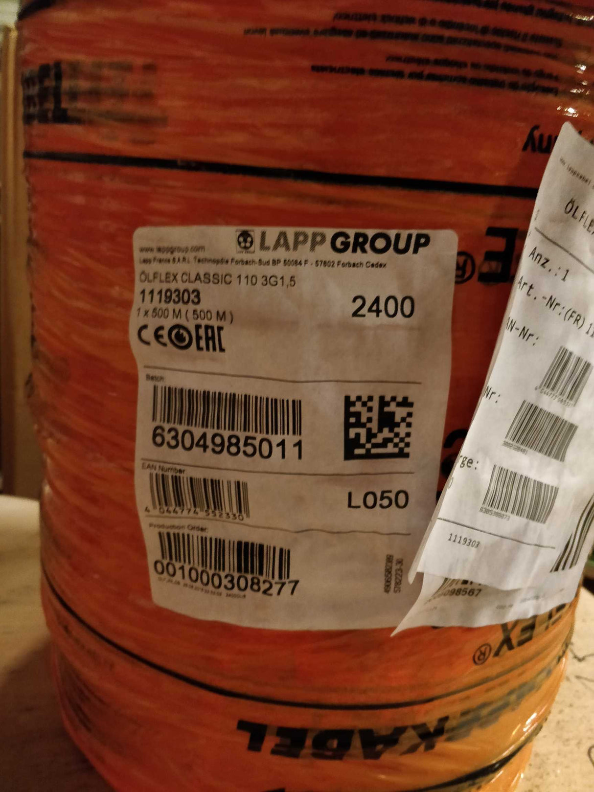 Lapp 119303 500M ÖLFLEX Classic 110 3G1,5