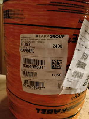Lapp 119303 500M ÖLFLEX Classic 110 3G1,5