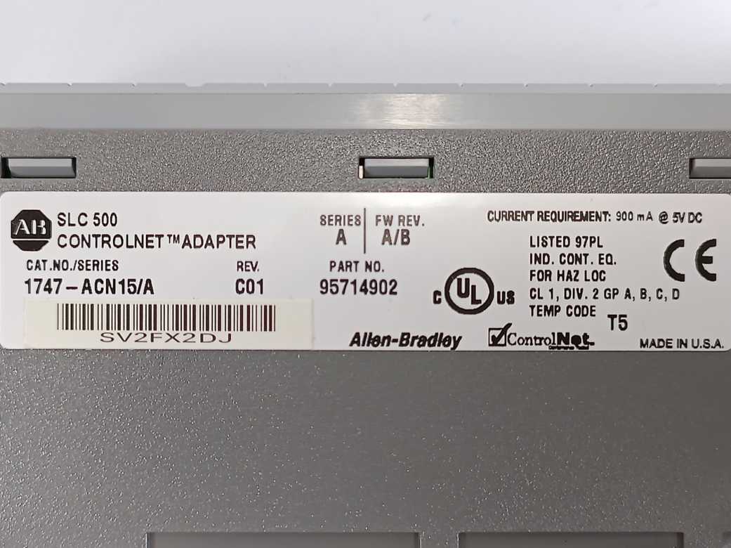 AB 1747-ACN15 Controlnet Adapter Ser.A Rev.C01 FW rev.A/B