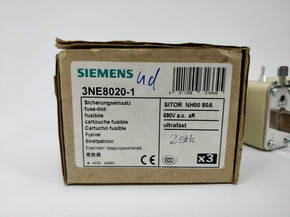 Siemens 3NE8020-1 SITOR NH00 80Afuse link 2 Pcs.