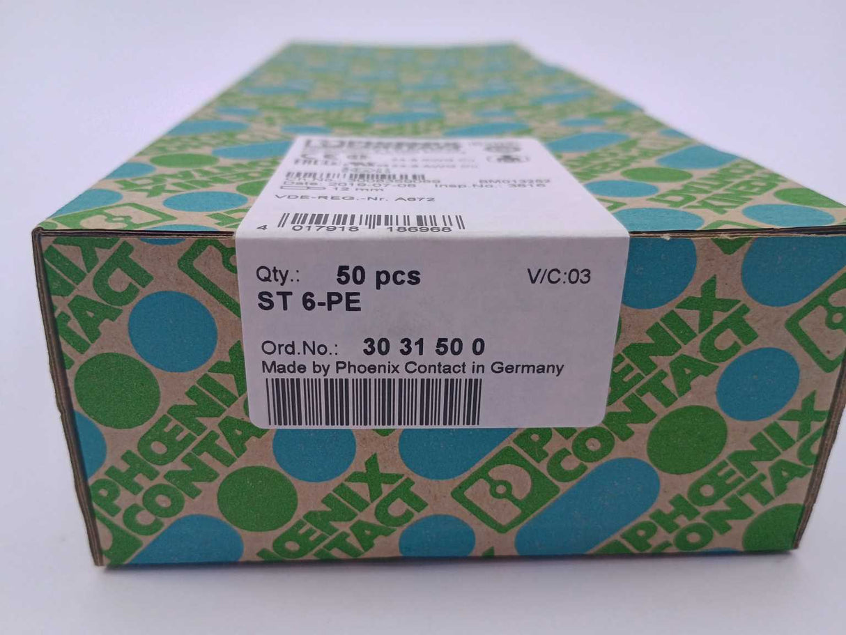 Phoenix Contact 3031500 ST 6-PE TERMINAL BLOCKS 50 Pcs