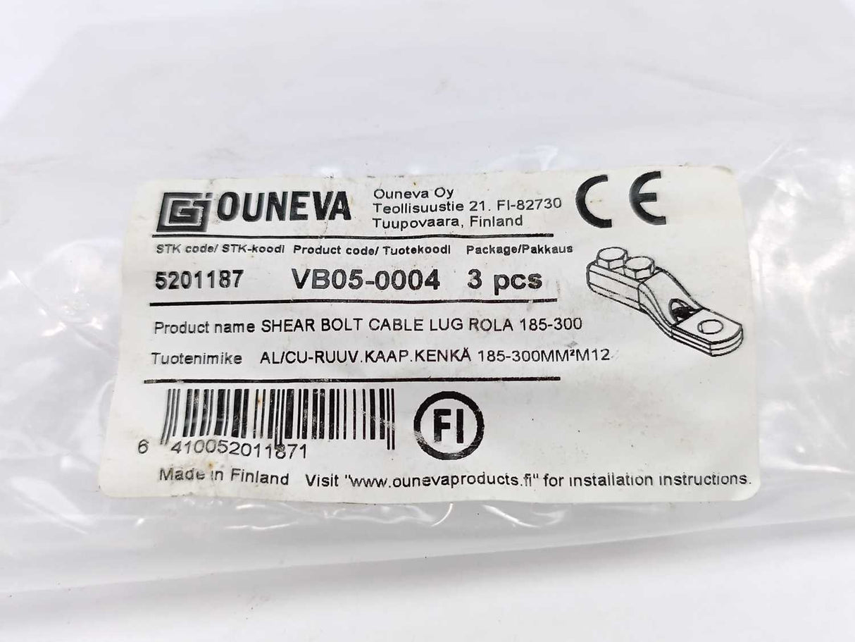 Ouneva VB05-0004 5201187 Shear bolt cable lug ROLA 185-300 3pcs.