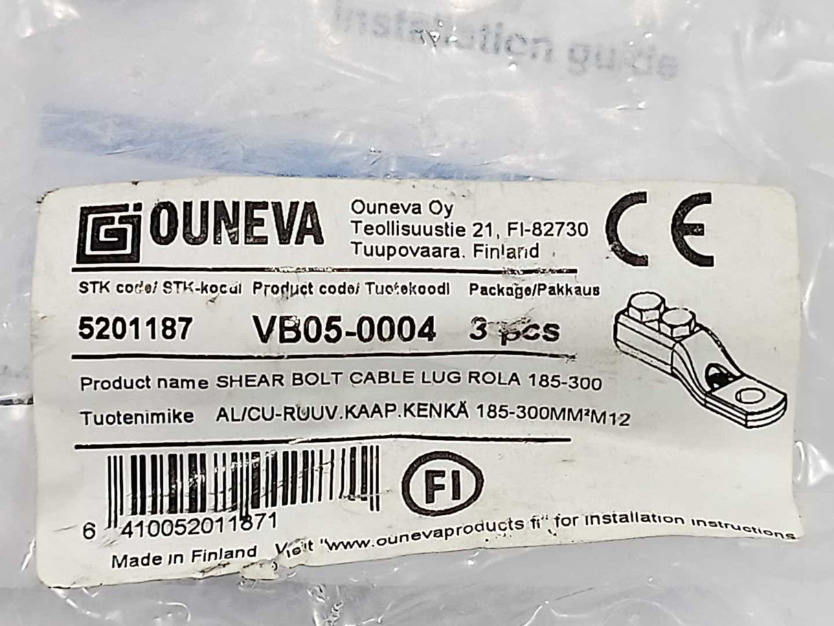 Ouneva VB05-0004 5201187 Shear bolt cable lug ROLA 185-300 3pcs.