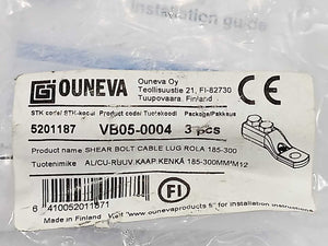 Ouneva VB05-0004 5201187 Shear bolt cable lug ROLA 185-300 3pcs.