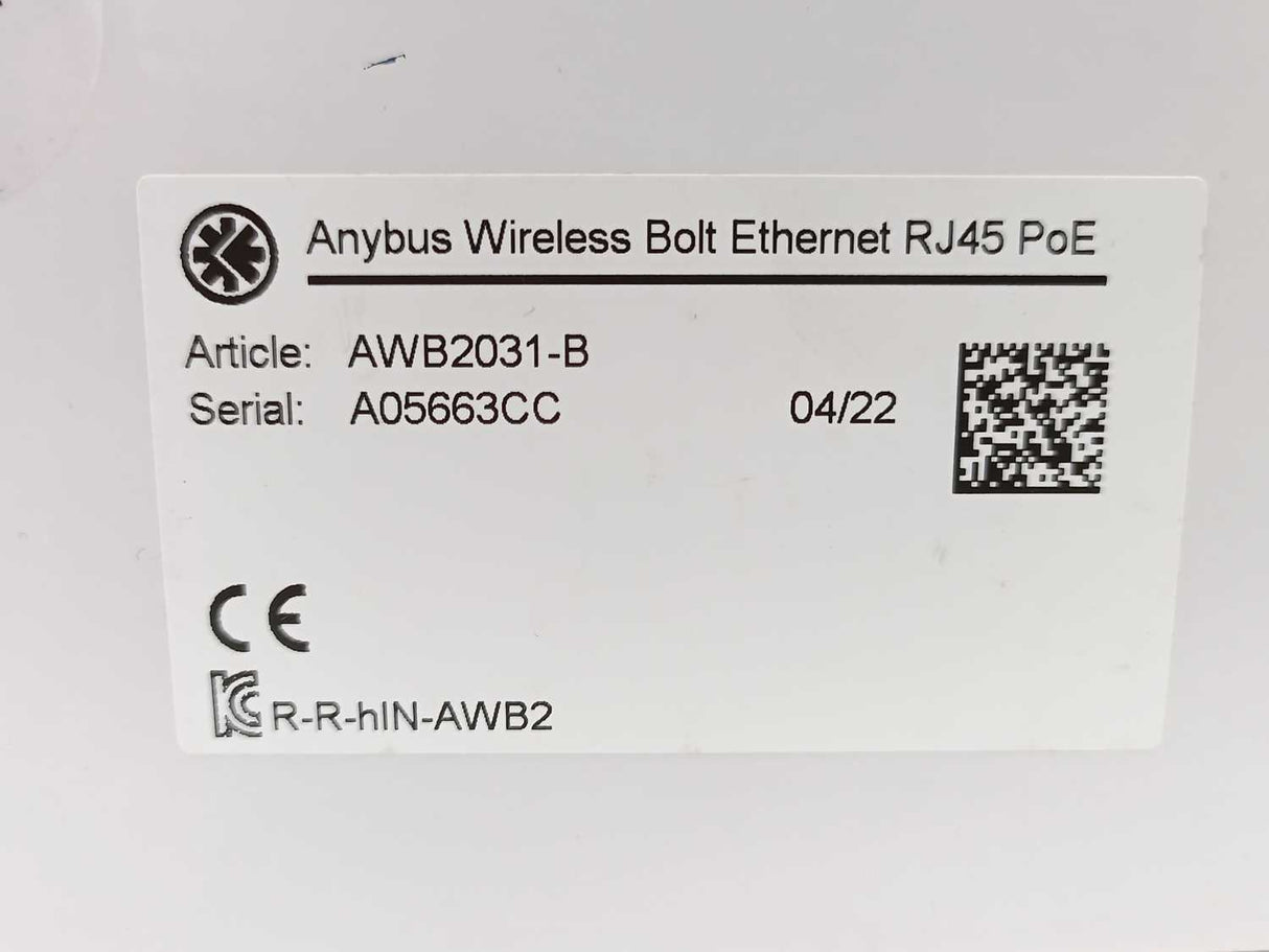 Anybus by HMS Networks AWB2031-B Wireless Bolt - Ethernet RJ45 PoE - White