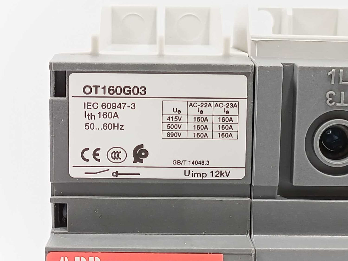 ABB 1SCA135139R1001 OT160G03P Switch Disconnector w/OHB65J6 Handle