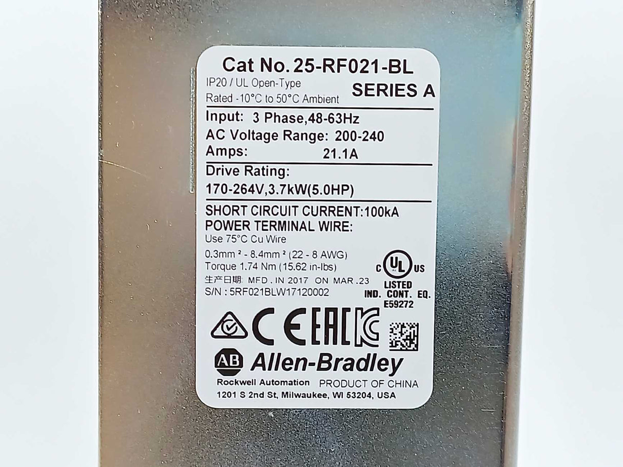 AB 25-RF021-BL Ser. A Powerflex EMC Filter 3.7kW