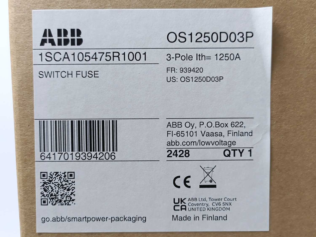 ABB OS1250D03P 1SCA105475R1001 Switch Fuse