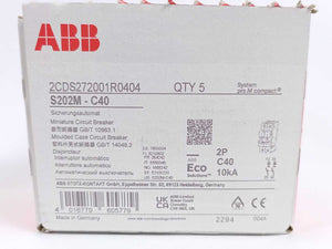 ABB 2CDS272001R0404 S202M-C40 Minature Circuit Breaker Batch 5 pcs.