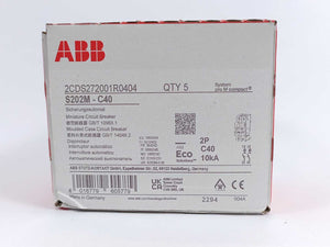 ABB 2CDS272001R0404 S202M-C40 Minature Circuit Breaker Batch 5 pcs.