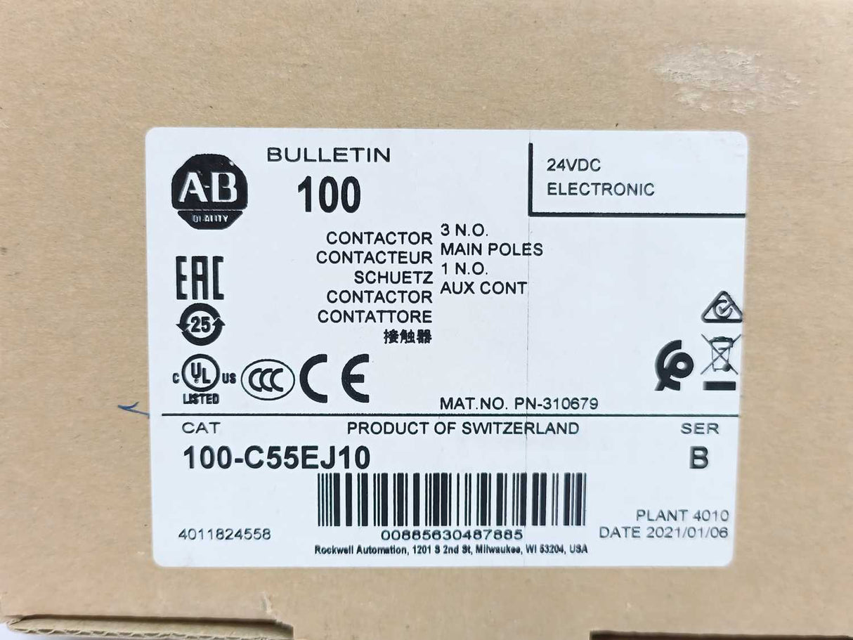 AB Quality 100-C55EJ10 3-Phase IEC Rated Contactor Ser. B