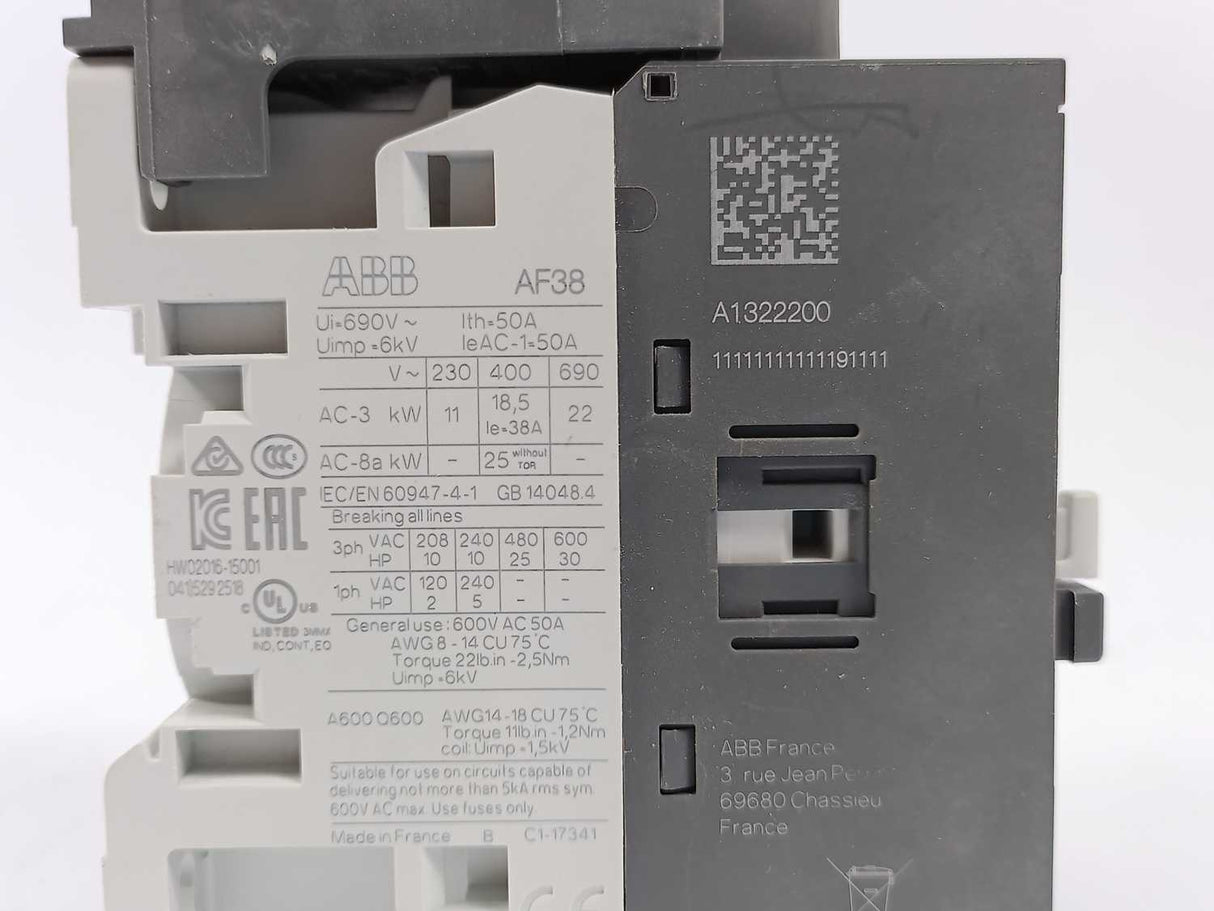 ABB AF38-30-00-11 24-60V50/60HZ 20-60VDC Contactor