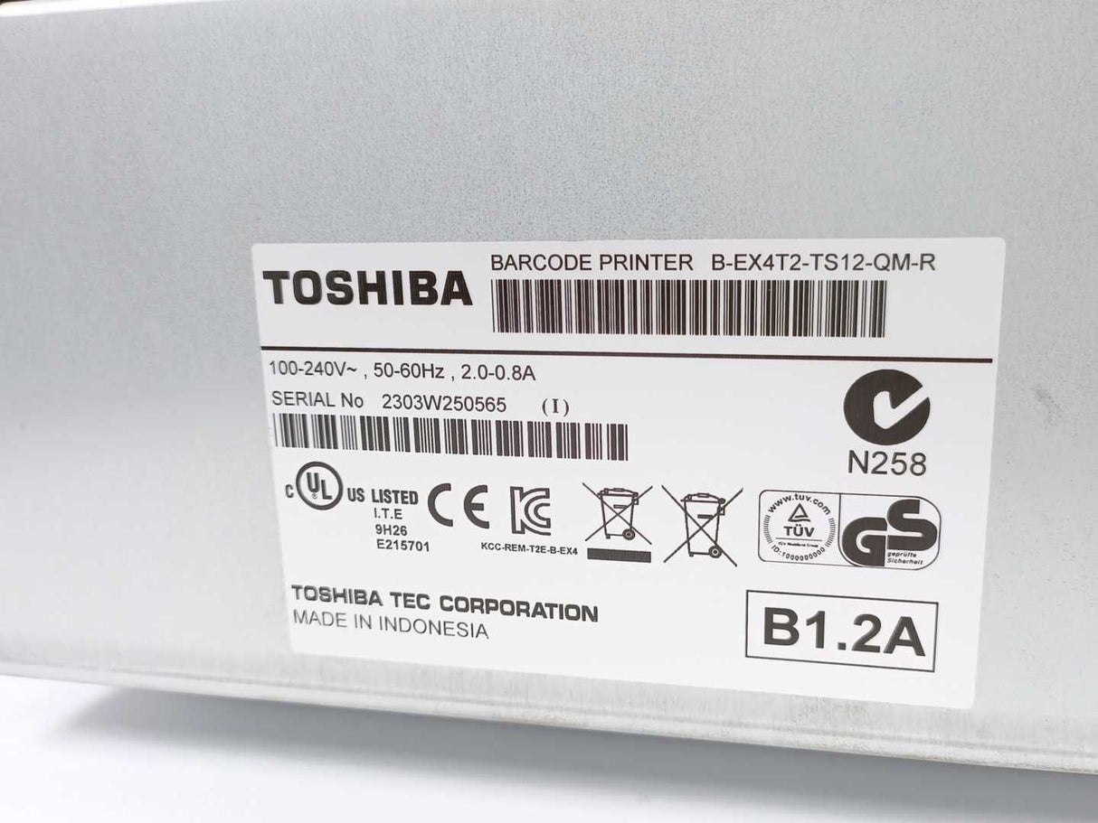 Toshiba B-EX4T2-TS12-QM-R Barcode Label Printer 100-240V~