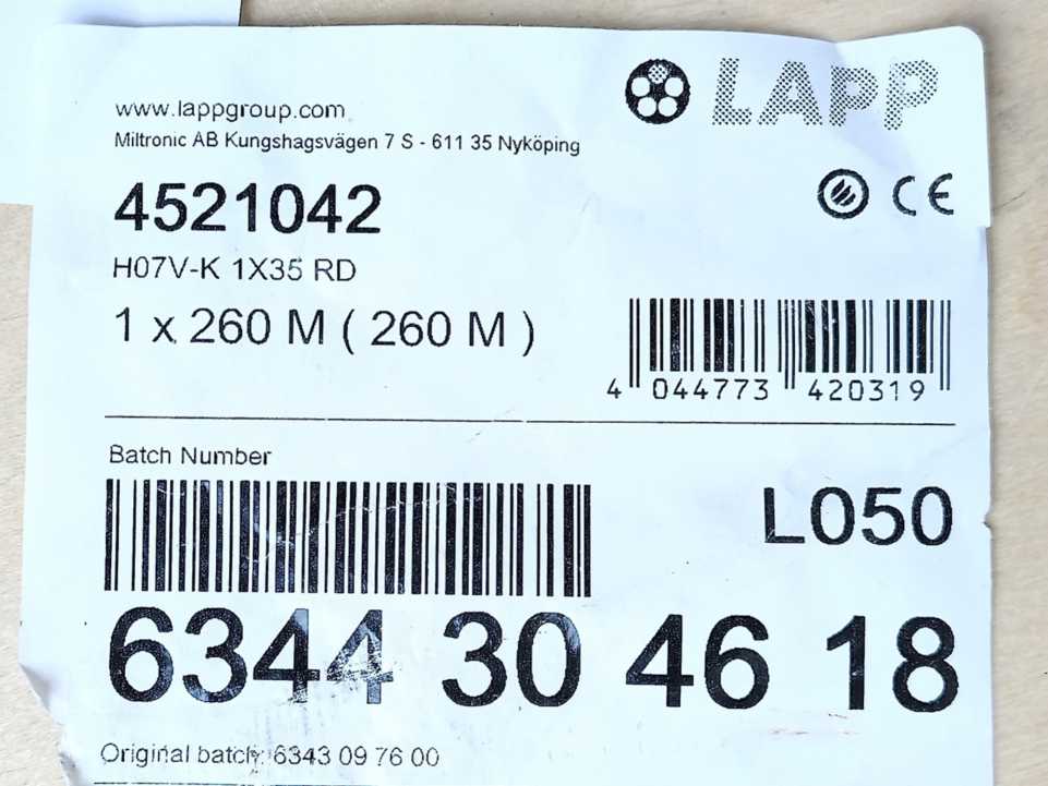 Lapp 4521042 H07V-K 1X35 RD