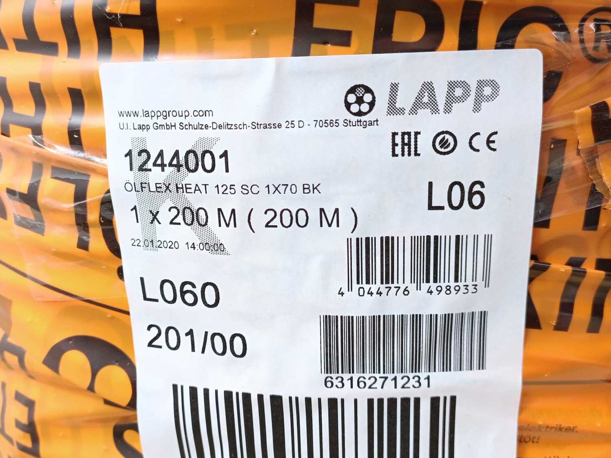 Lapp 1244001 ÖLFLEX HEAT 125 SC 1X70 BK