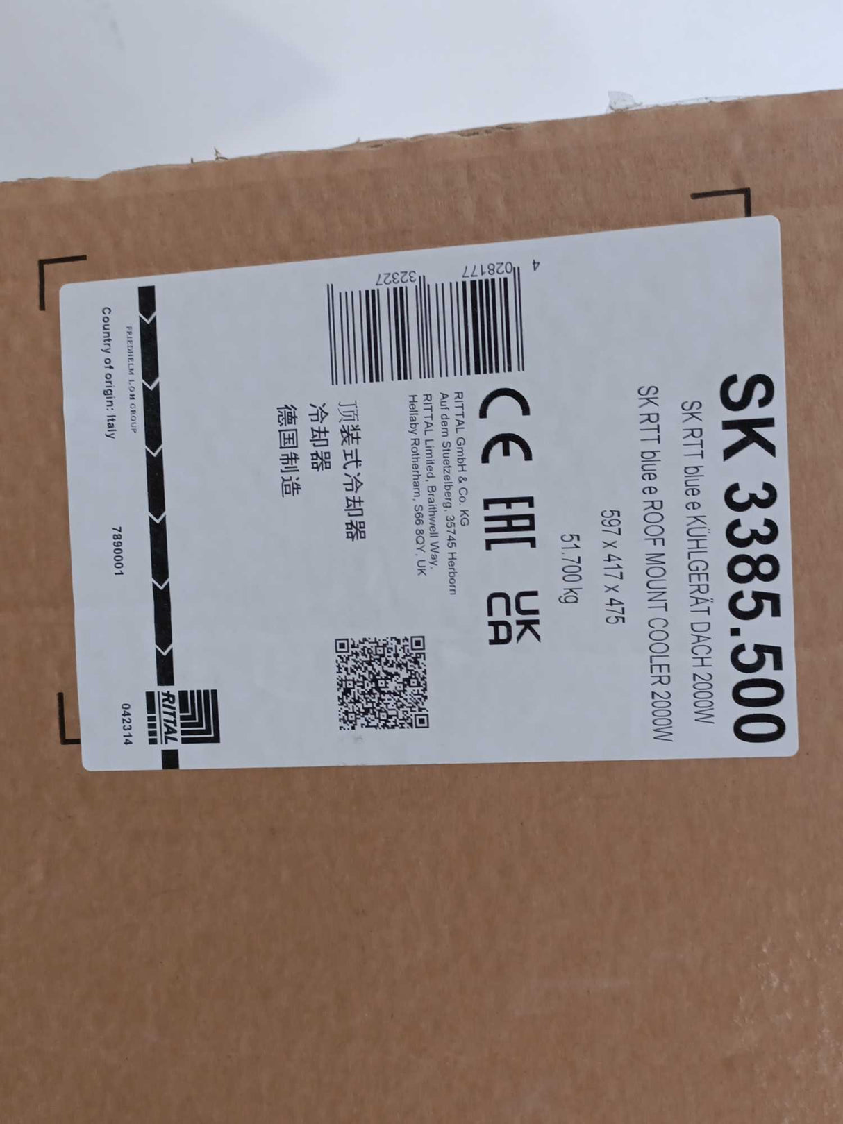 Rittal SK 3385500 Top-Mounted Cooling Unit TopTherm