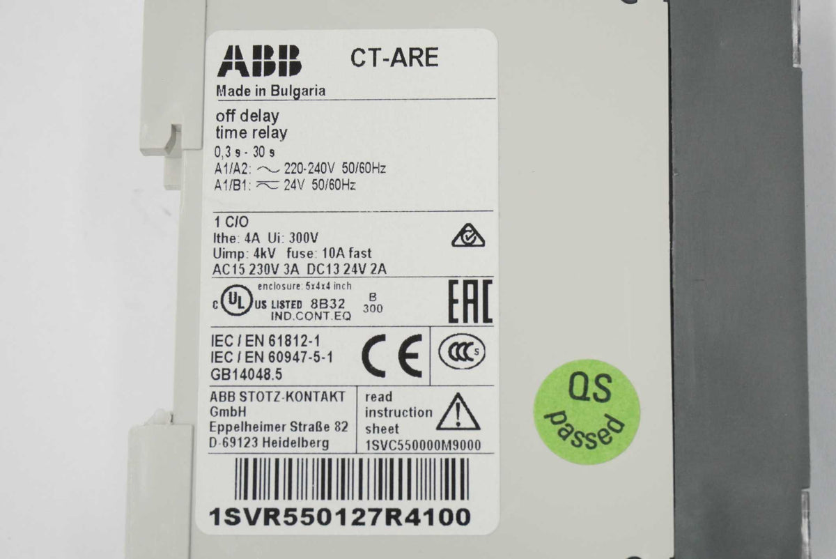 ABB 1SVR550127R4100 CT-ARE Off Delay Time Relay