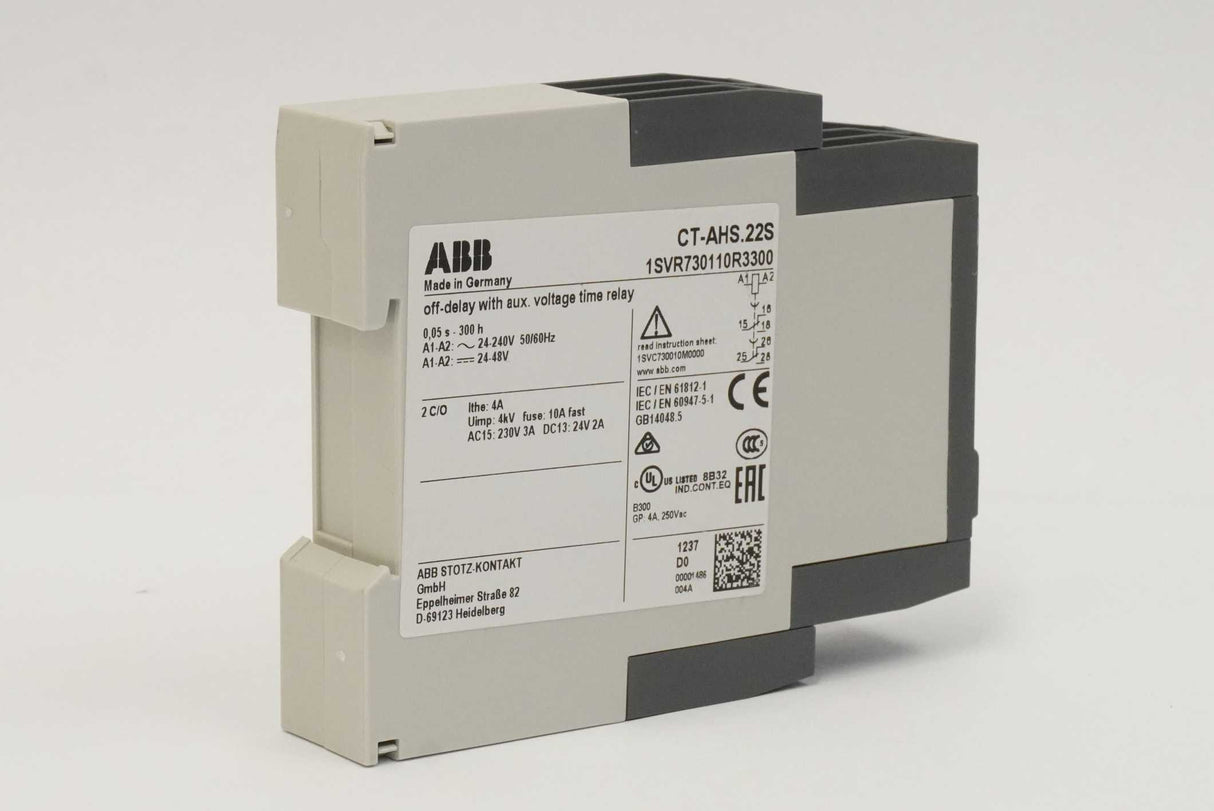 ABB 1SVR730110R3300 CT-AHS.22S Off-Delay with Auxiliary Voltage Time Relay