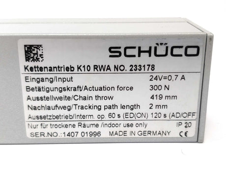 Schüco 233178 Chain drive K10 RWA 24V 300N