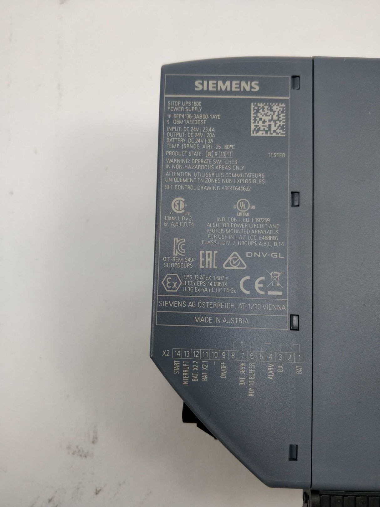 Siemens 6EP4136-3AB00-1AY0 20V 20A Sitop USB uninterruptible power supply