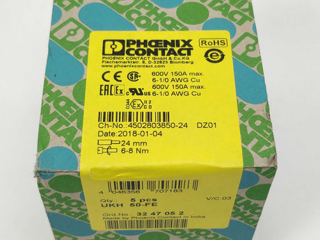 Phoenix Contact 3247052 High-current terminal block UKH 50-FE 5 Pcs.