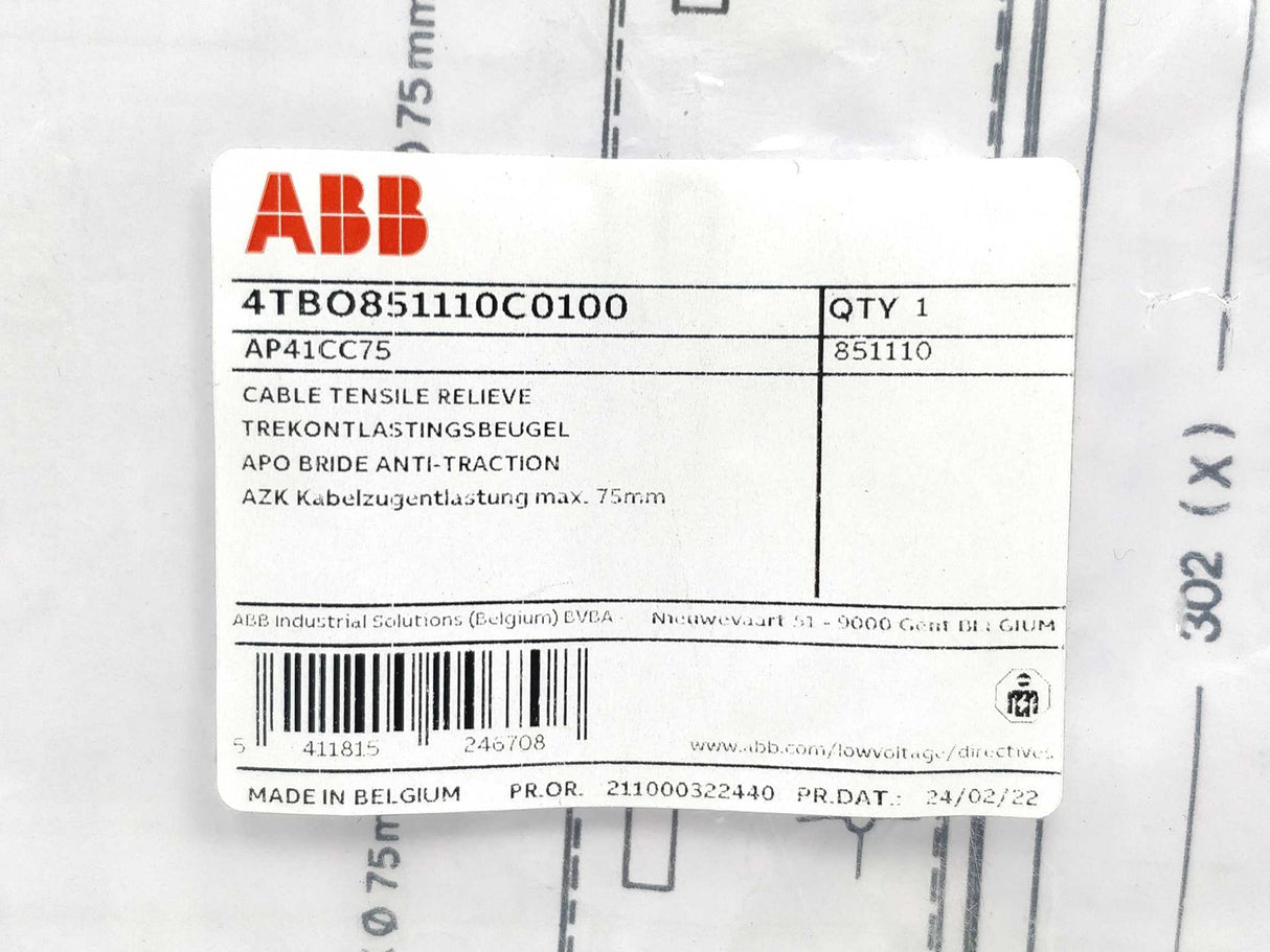 ABB 4TBO851110C0100 AP41CC75 Cable Tensile Relieve