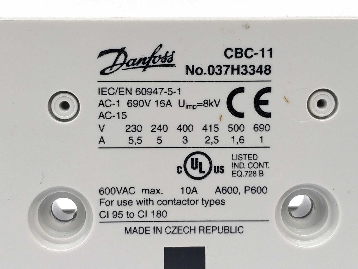 Danfoss 037H3348 CBC-11 Outside aux. contact block