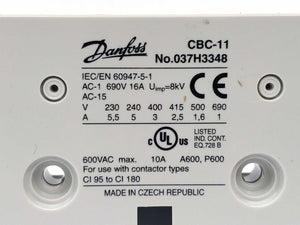 Danfoss 037H3348 CBC-11 Outside aux. contact block