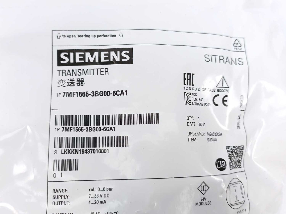 Siemens 7MF1565-3BG00-6CA1 Transmitter
