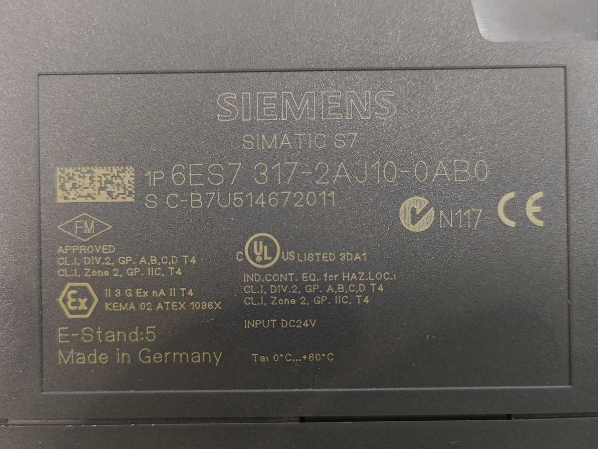 Siemens 6ES7317-2AJ10-0AB0 CPU 317-2DP Central processing unit