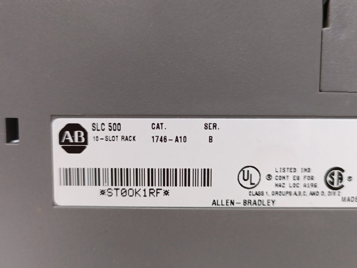 AB 1746-P2 Ser. C SLC Power Supply w/ 1746-A10 Ser. B 10-Slot Rack
