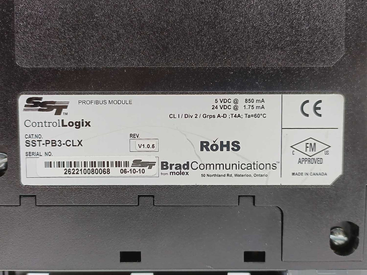 SST SST-PB3-CLX PROFIBUS Module Config RS232