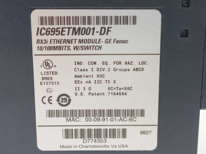 GE Fanuc IC695ETM001-DF RX3i Ethernet Module 10/100MBITS, w/ Switch