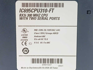 GE Fanuc IC695CPU310-FT RX3i 300 MHZ CPU with Two Serial Ports